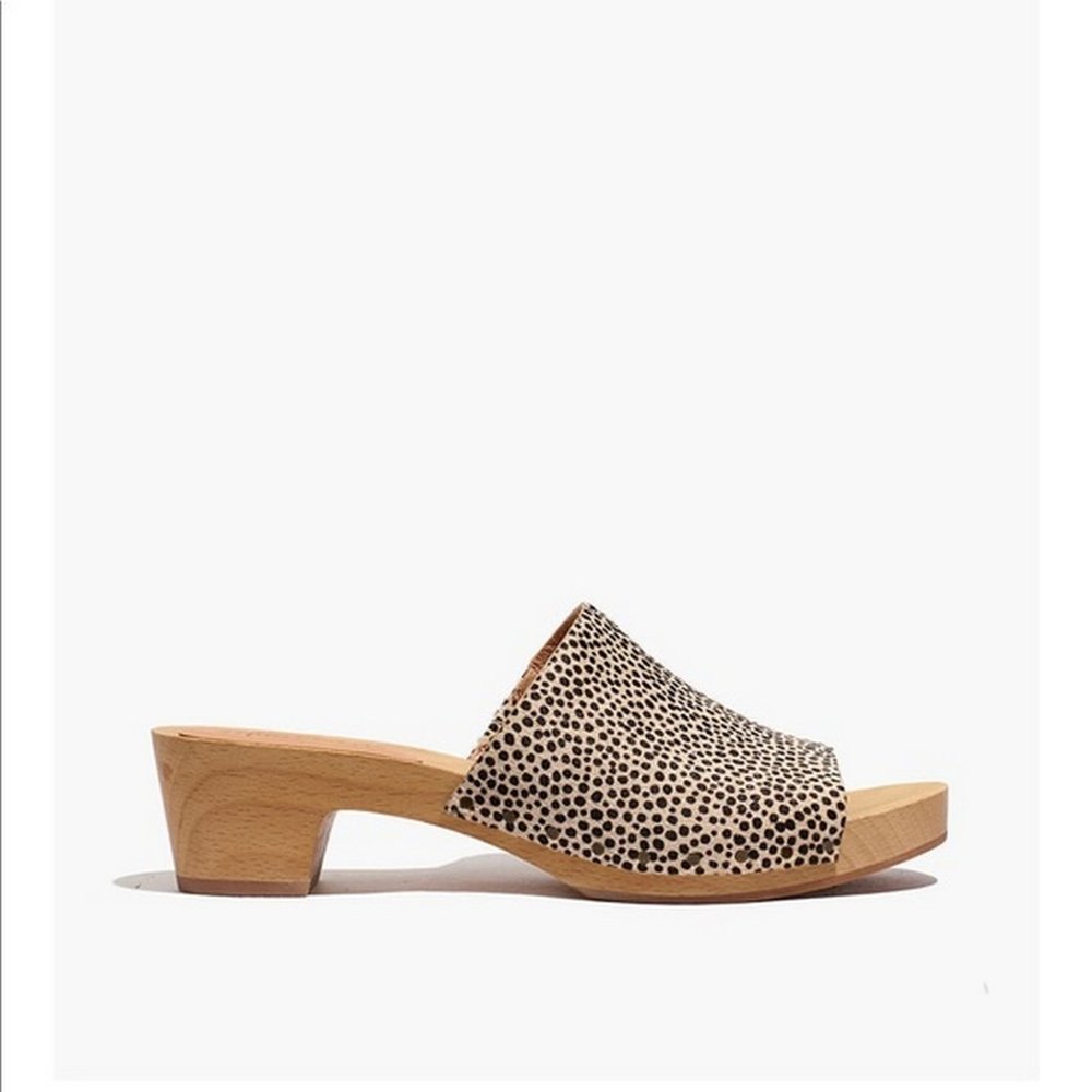 Madewell Dried Flax Spotted Evelyn Haircalf Clog Women 7